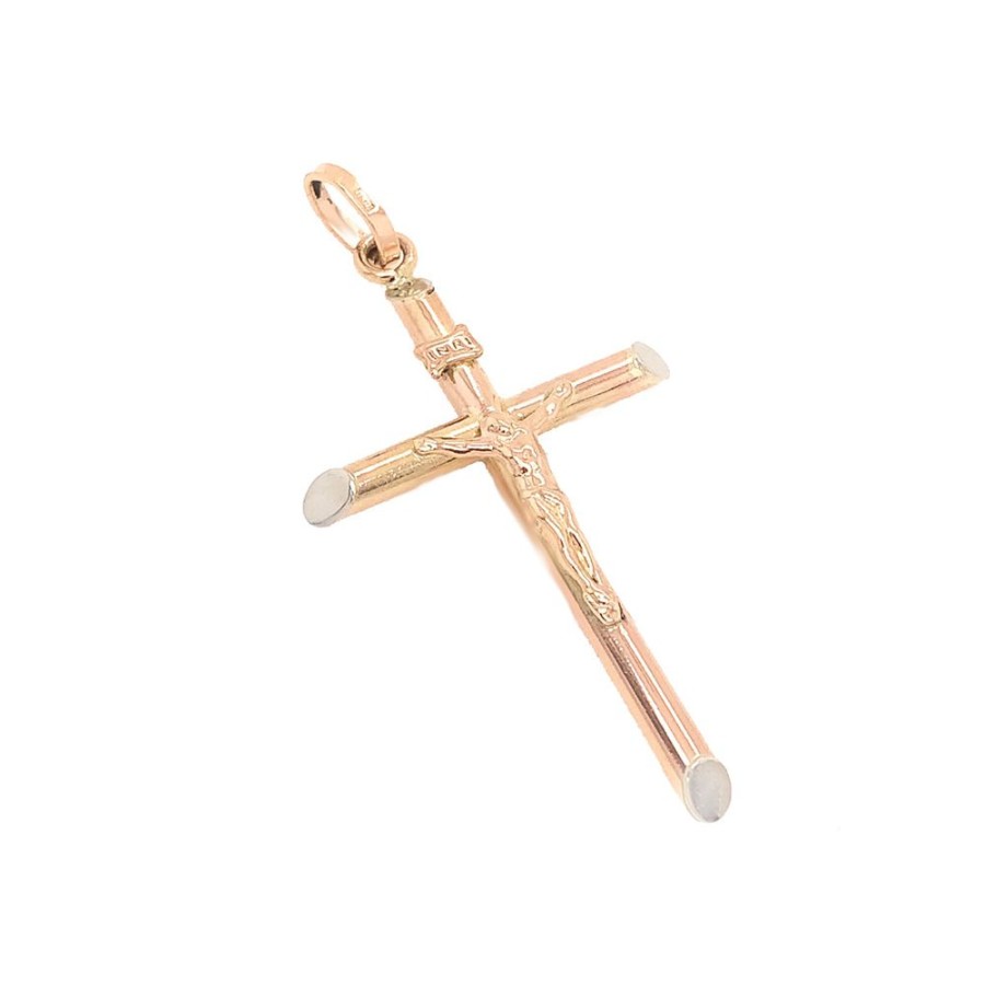 Jewelry ESTATE JEWELRY | Rose Gold 1.75" Vintage Crucifix