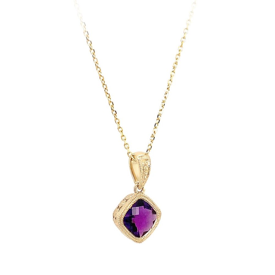 Jewelry IN THE ROUGH NY CORP | 14Ky Gold 18' Cushion Amethyst