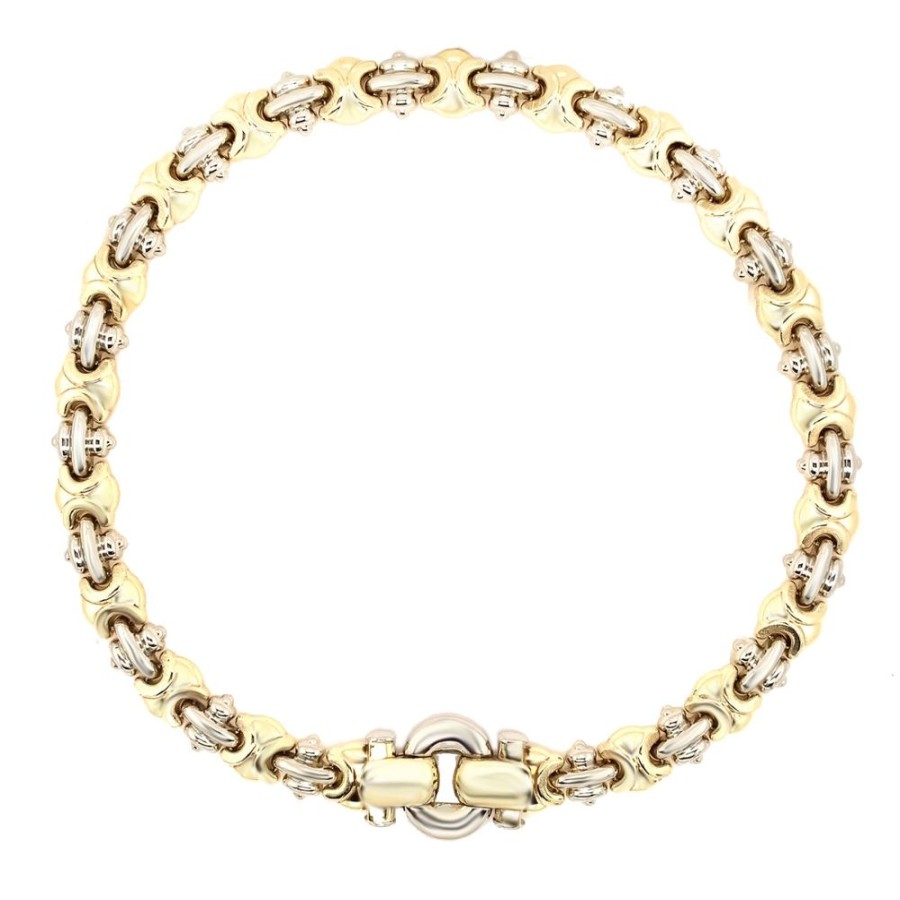 Jewelry ESTATE JEWELRY | 2-Tone Vintage Fancy Link Necklace