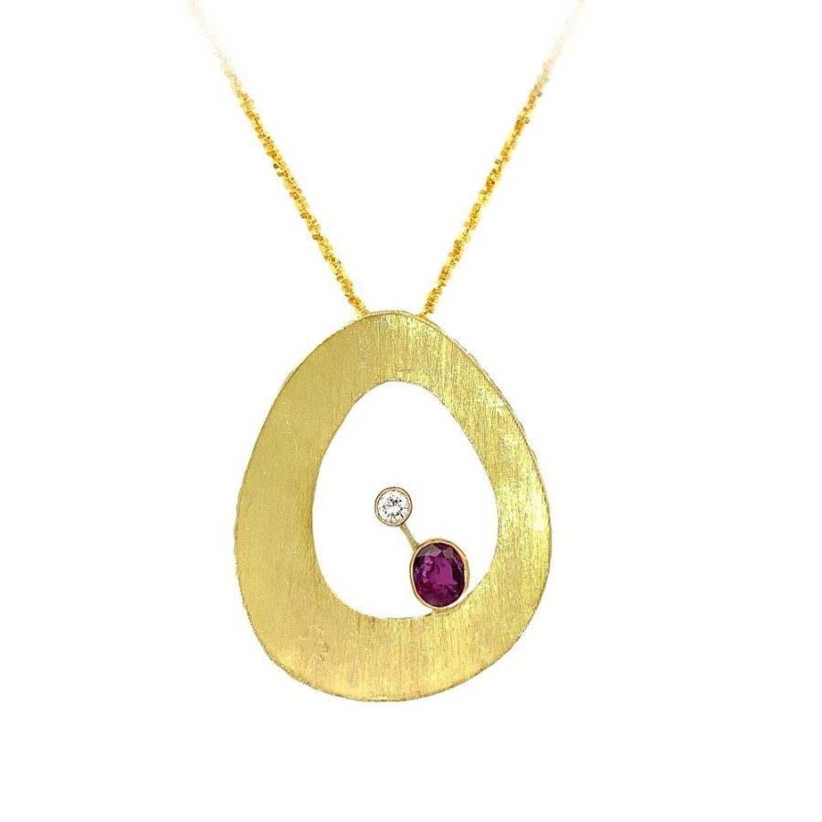 Jewelry ESTATE JEWELRY | 18Ky Lge Oval Vintage Ruby Pendant