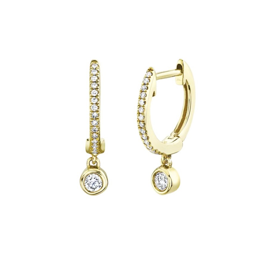 Jewelry SHY CREATION | 14Kw Diamond Hoops With Diamond Drop