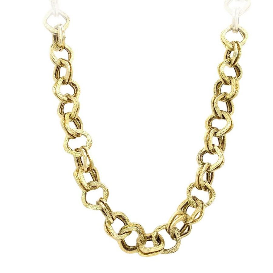 Jewelry ESTATE JEWELRY | Vintage Textured 30" Link Necklace