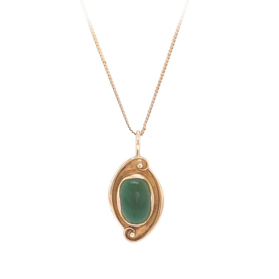 Jewelry ESTATE JEWELRY | Vintage Green Onyx Pendant