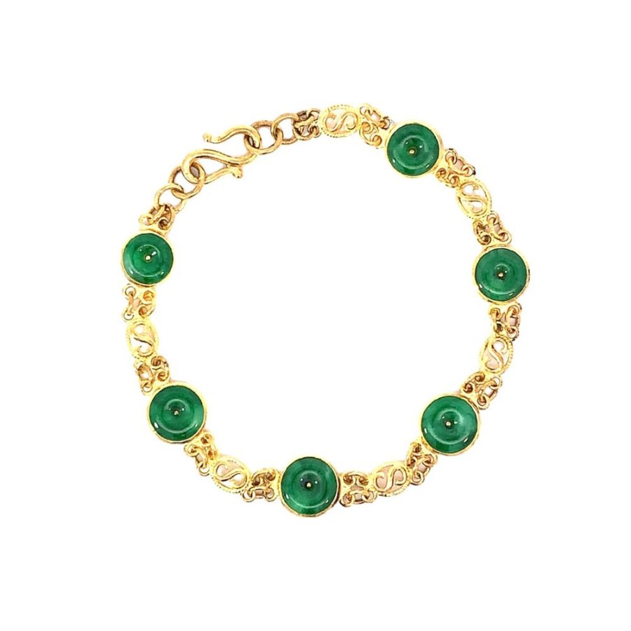 Jewelry ESTATE JEWELRY | 22Ky Vintage Jadeite Bracelet