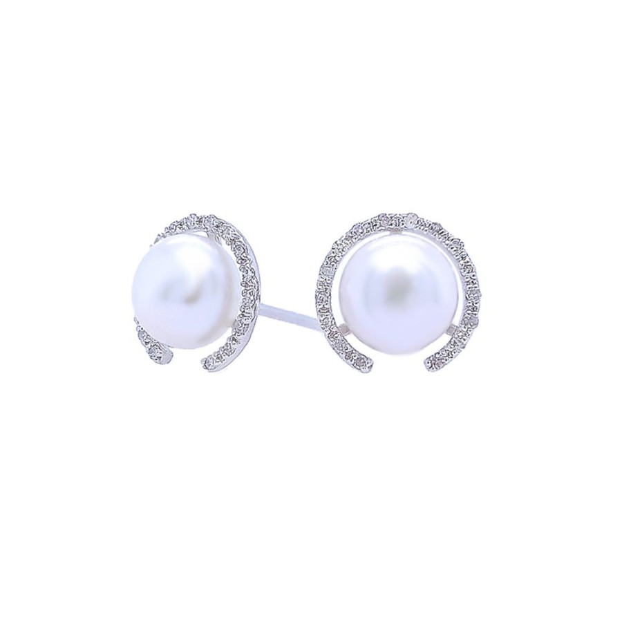 Jewelry LAU INTERNATIONAL, INC. | Pearl Semi-Halo Stud Earrings