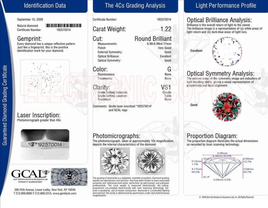 Jewelry NOT AVAILABLE | Loose Diamond: 1.22Ct Round Br