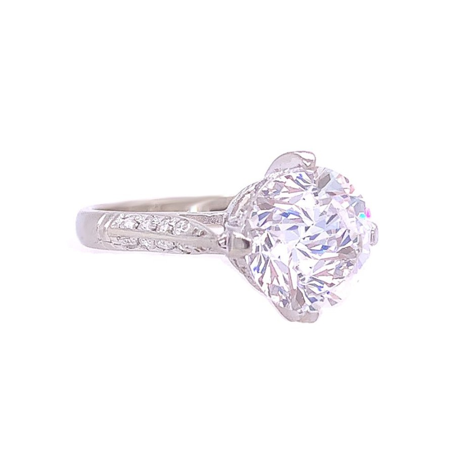 Jewelry ESTATE JEWELRY | Engraved Vintage Cz Ring