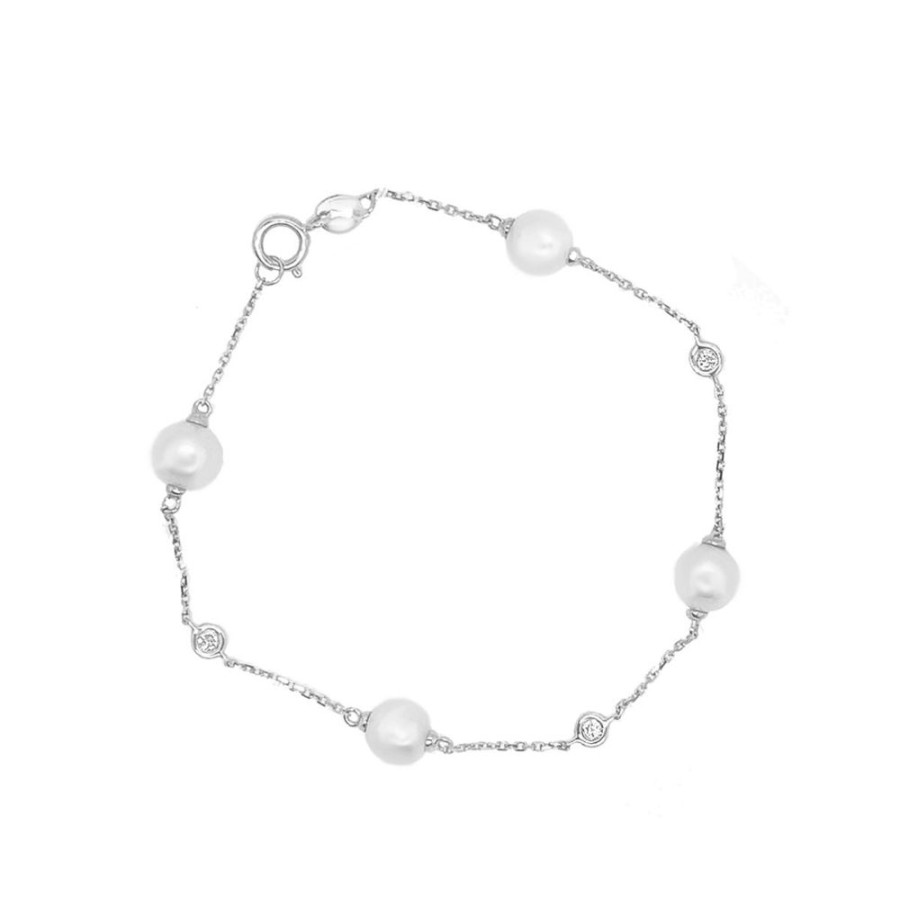 Jewelry LAU INTERNATIONAL, INC. | Pearl & Diamond Station Bracelet