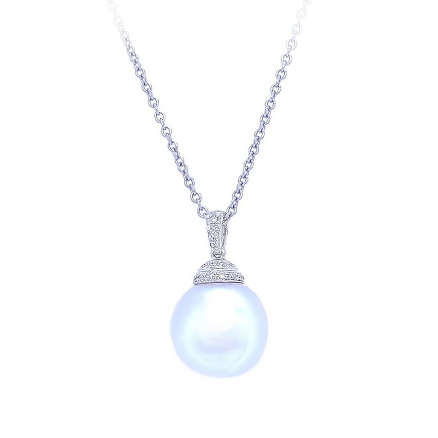 Jewelry SEABRITE IMPORTS INC | 18Kw Pearl & Diamond Pendant