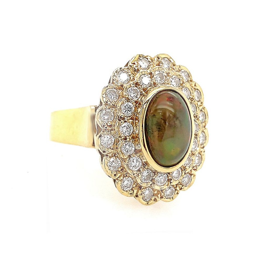 Jewelry PETER LINDEMAN | Vintage Black Opal Halo Ring