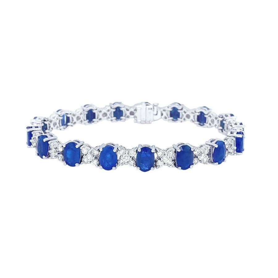 Jewelry SOMERSET MANUFACTURERS INC | Oval Sapphire & Diamond Bracelet