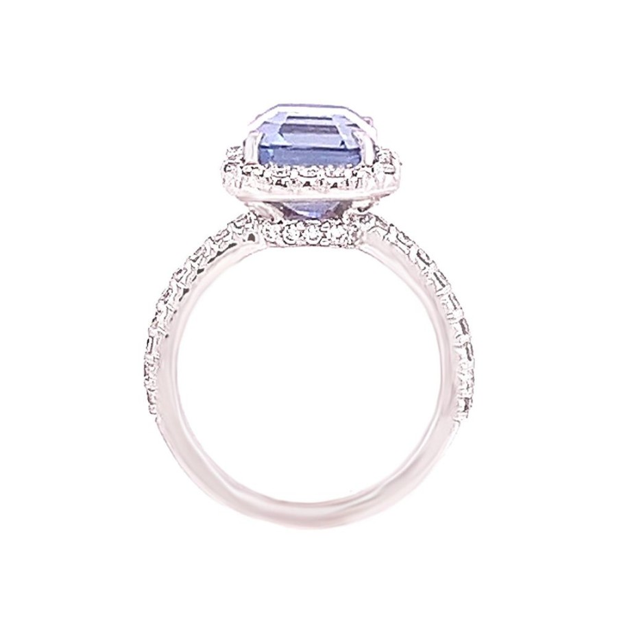 Jewelry SOMERSET MANUFACTURERS INC | Emerald-Cut Aqua Halo Ring