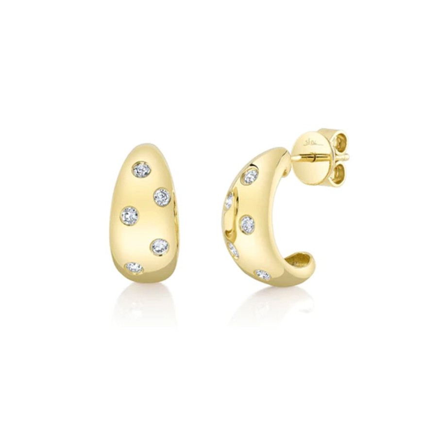 Jewelry SHY CREATION | 14Ky 1/4Ct Dotted Diamond Hoops