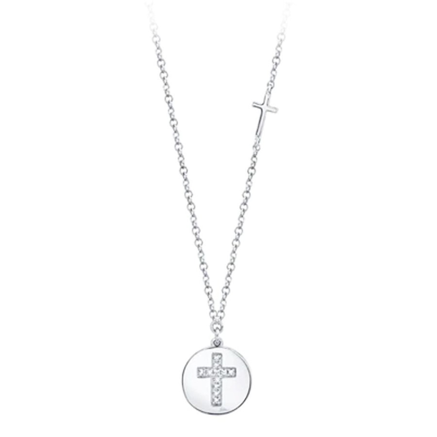 Jewelry SHY CREATION | 14Kw Disc Pendant With Cross