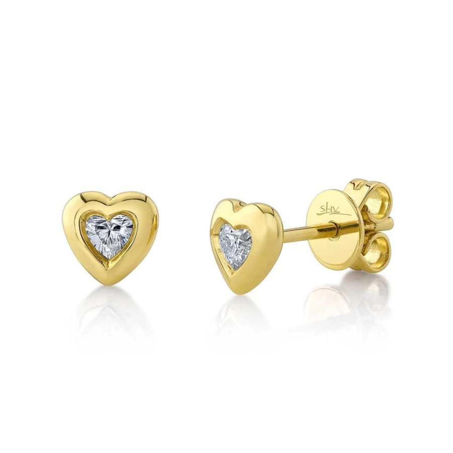 Jewelry SHY CREATION | 14Ky Diamond Heart Studs