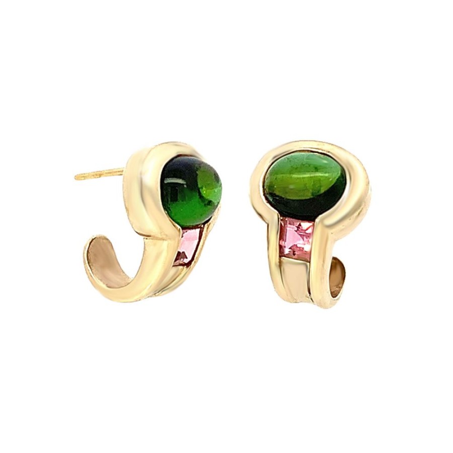 Jewelry ESTATE JEWELRY | Vintage Tourmaline J-Hoops