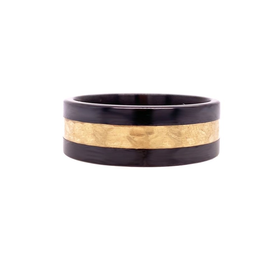 Jewelry HEAVY STONE RINGS | Zirconium & Hammered Gold Band