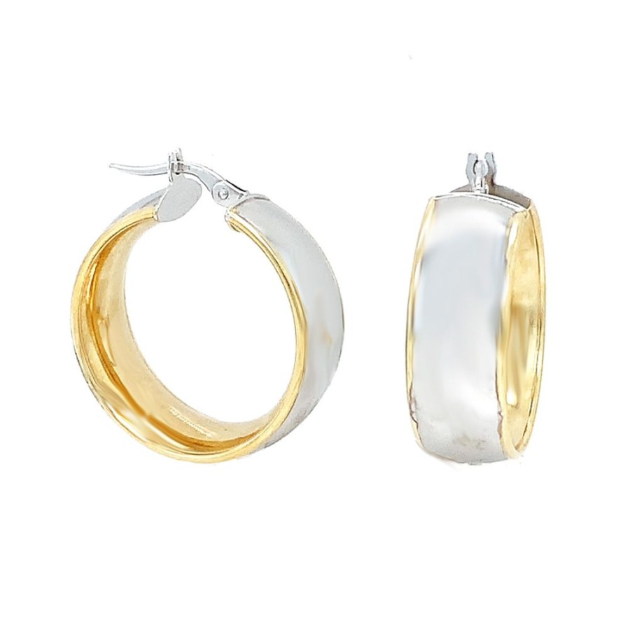 Jewelry ESTATE JEWELRY | 2-Tone 1" Vintage Wide Hoops