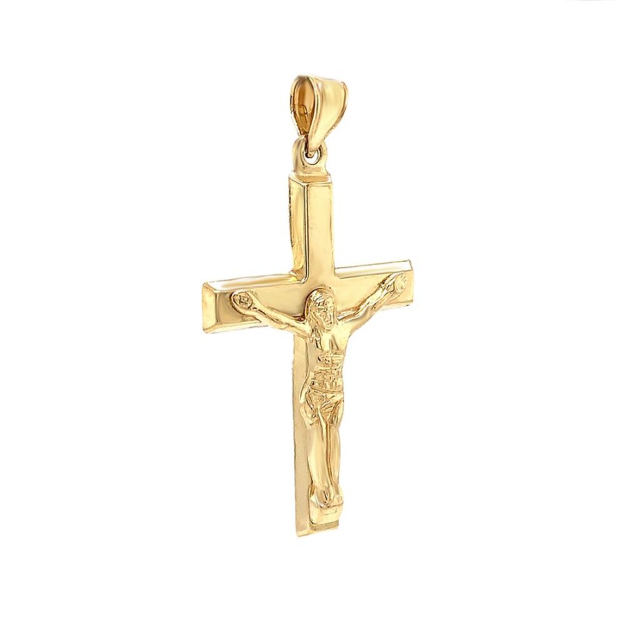 Jewelry QUALITY GOLD OF CINCINNATI | 14Ky Large Beveled Edge Crucifix