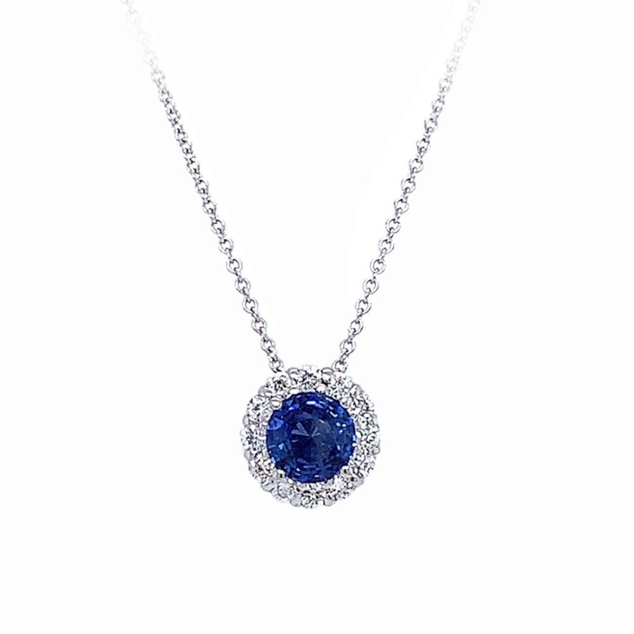 Jewelry SOMERSET MANUFACTURERS INC | Sapphire & Dia Halo Pendant