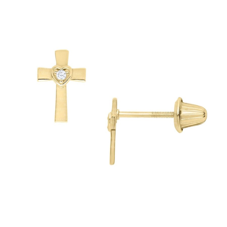 Jewelry MARATHON COMPANY | 14Ky Child Cross Stud Earrings