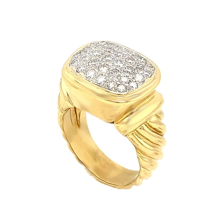 Jewelry ESTATE JEWELRY | 18Ky Vintage Pave Cushion Ring