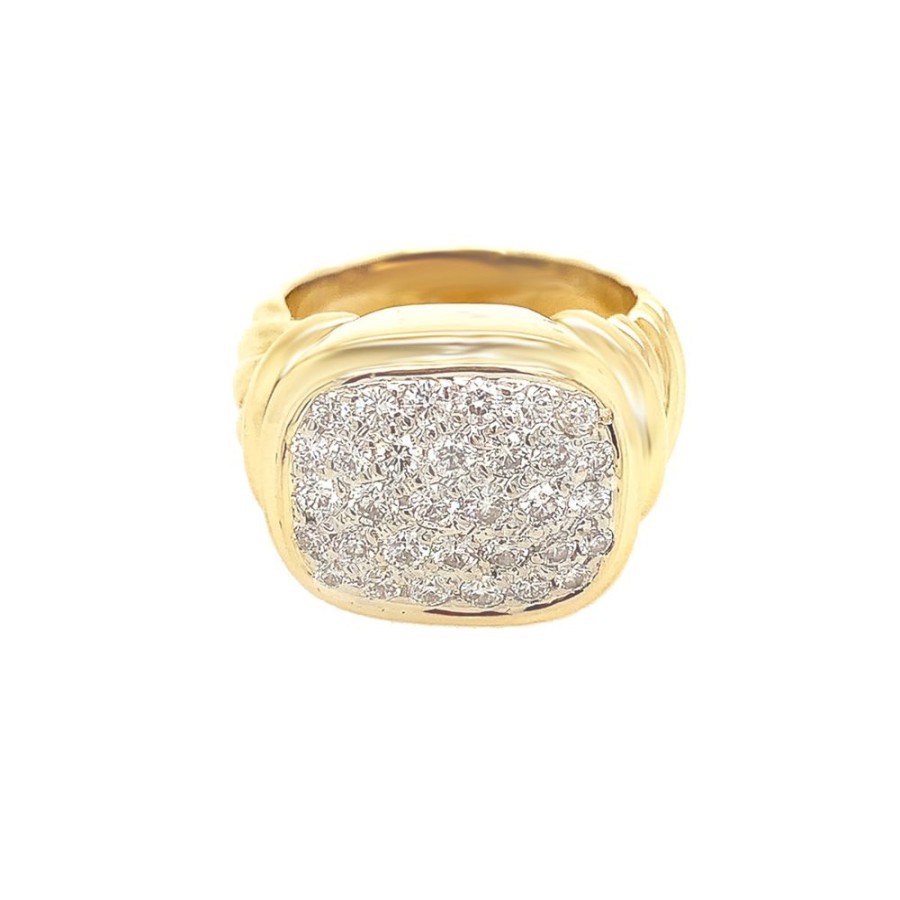 Jewelry ESTATE JEWELRY | 18Ky Vintage Pave Cushion Ring