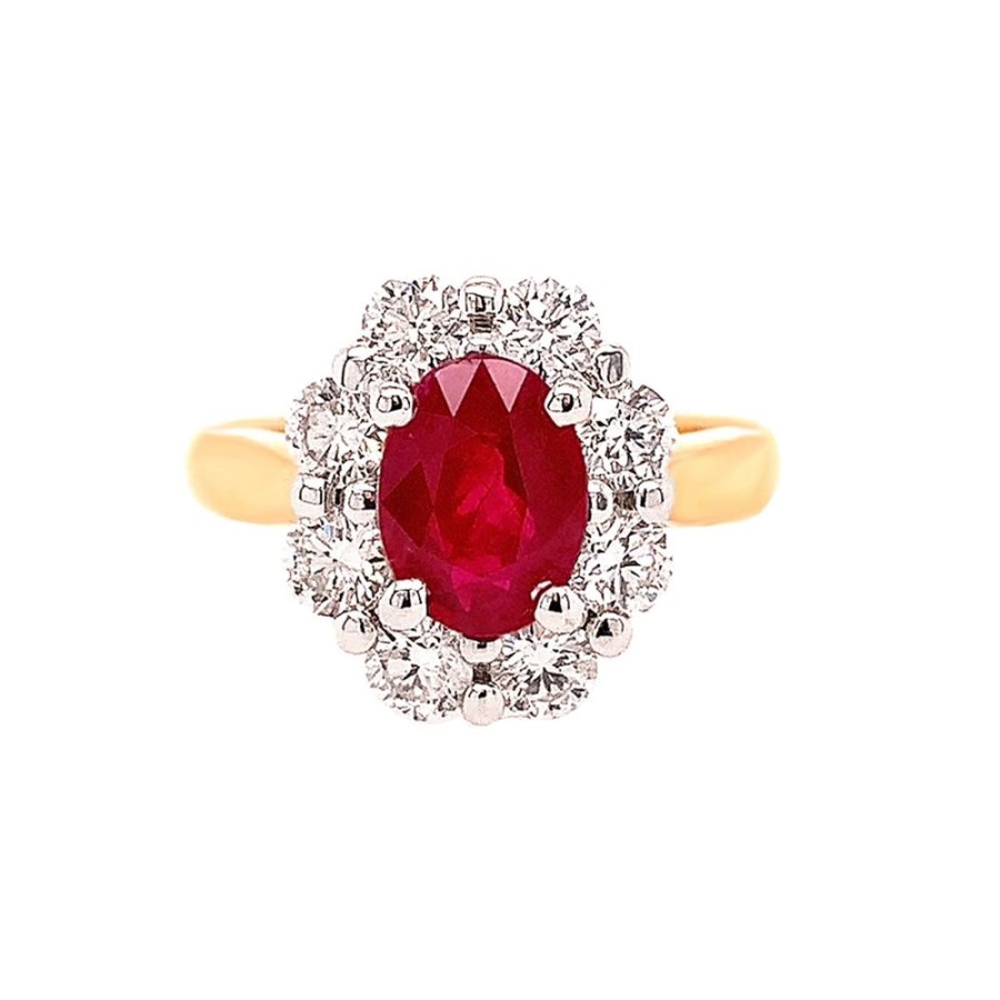 Jewelry SOMERSET MANUFACTURERS INC | Fine Oval Ruby & Diamond Halo Ring