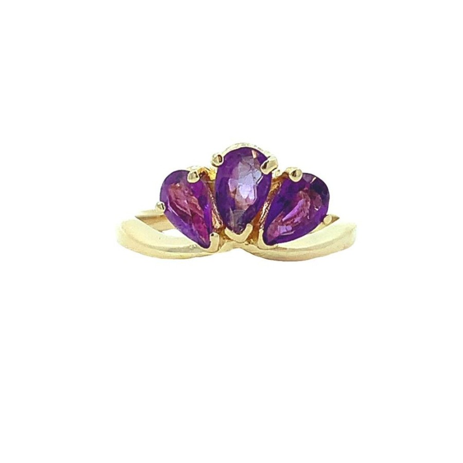 Jewelry ESTATE JEWELRY | 14Ky Vintage 3-Amethyst Ring