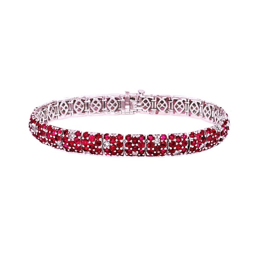 Jewelry SOMERSET MANUFACTURERS INC | Domed Pave Ruby & Diamond Bracelet