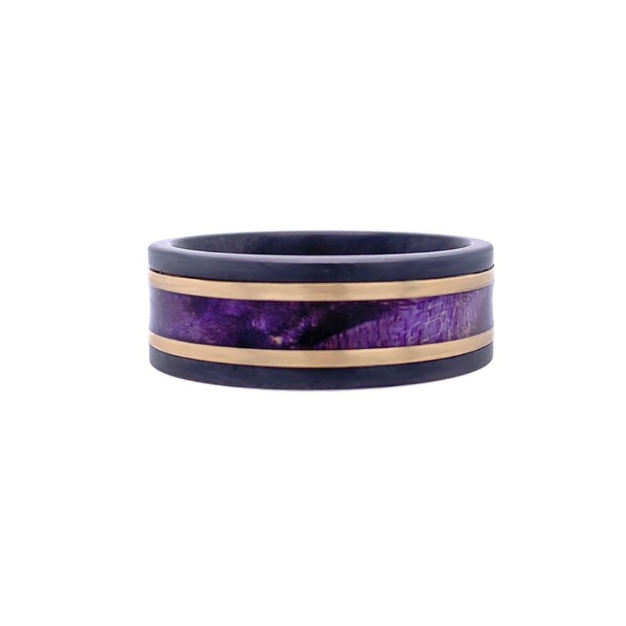 Jewelry HEAVY STONE RINGS | Zirconium & Purple Burl Wood Band