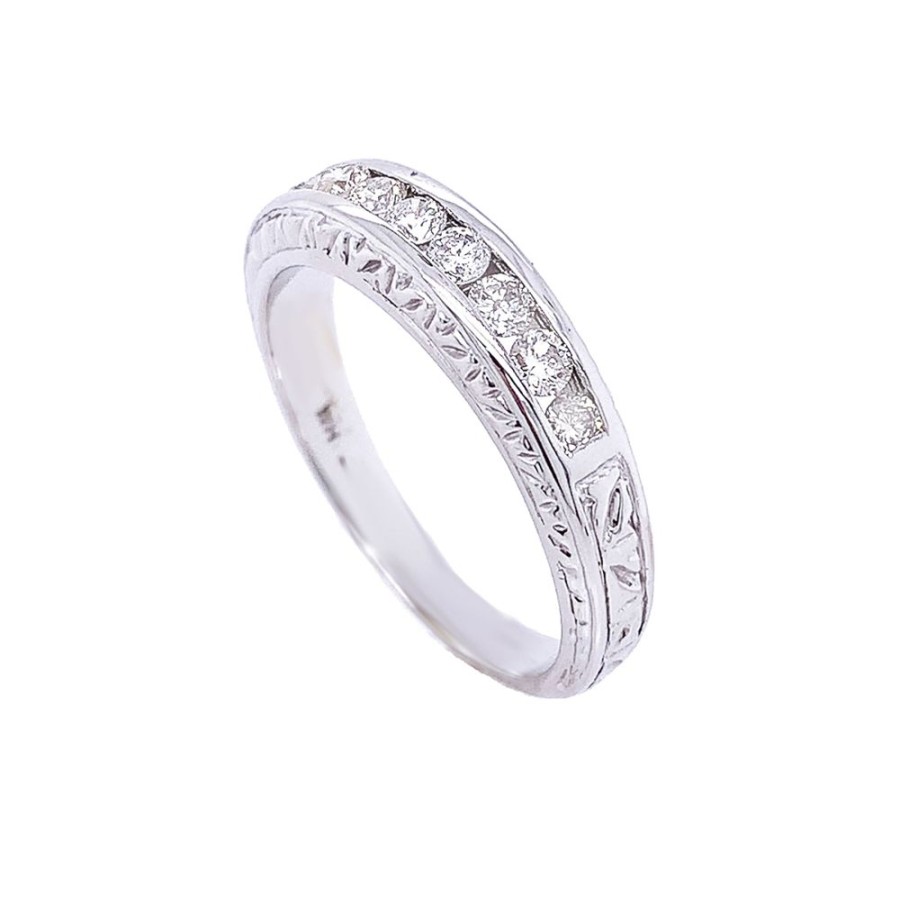 Jewelry ESTATE JEWELRY | 14Kw Vintage 9-Diamond Band