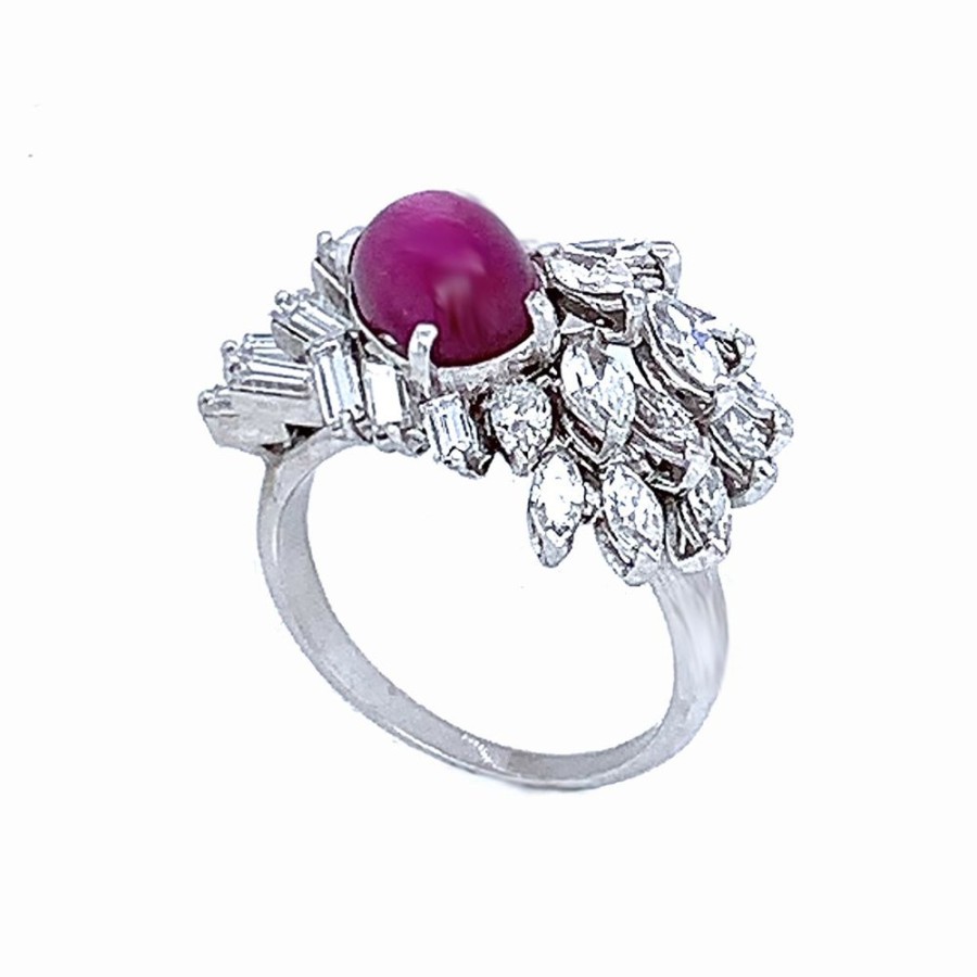 Jewelry PETER LINDEMAN | Vintage Star Ruby Cluster Ring