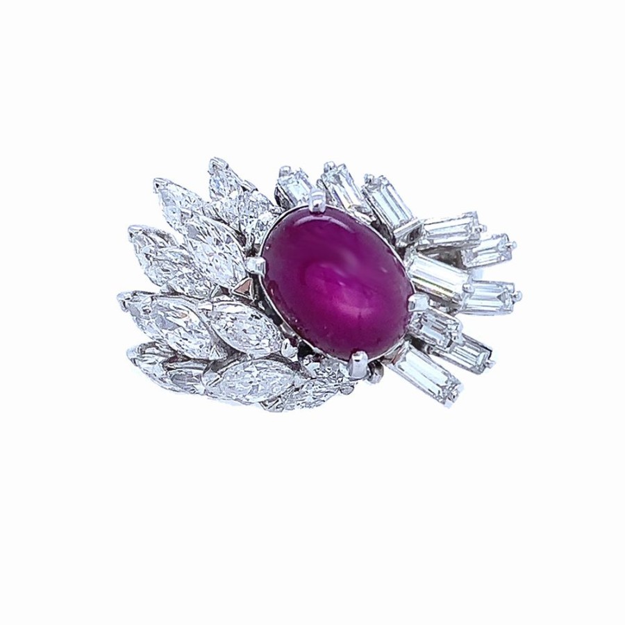 Jewelry PETER LINDEMAN | Vintage Star Ruby Cluster Ring