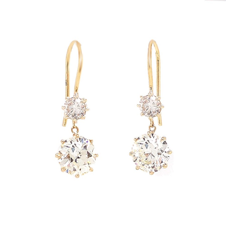 Jewelry ESTATE JEWELRY | Old Cut 2-Diamond Drop Earrings