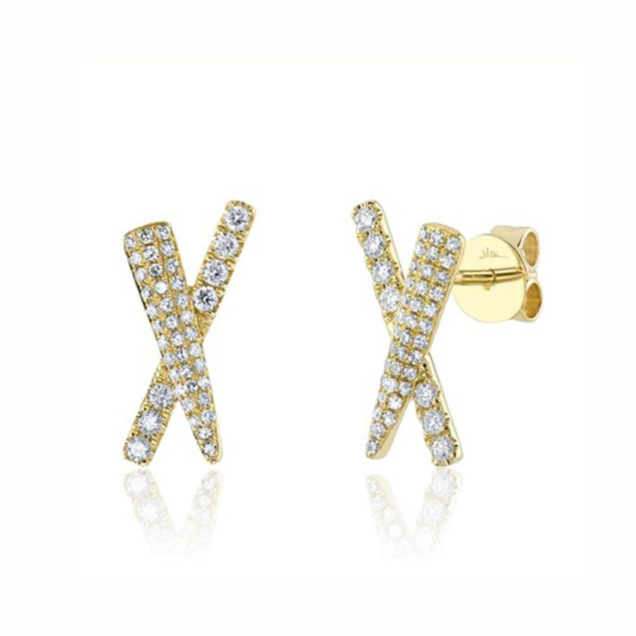 Jewelry SHY CREATION | 14Ky 1/3Ct "X" Stud Earrings