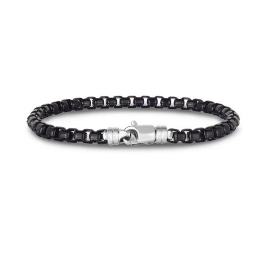 Jewelry ROYAL CHAIN | Black Mens Box Link Bracelet