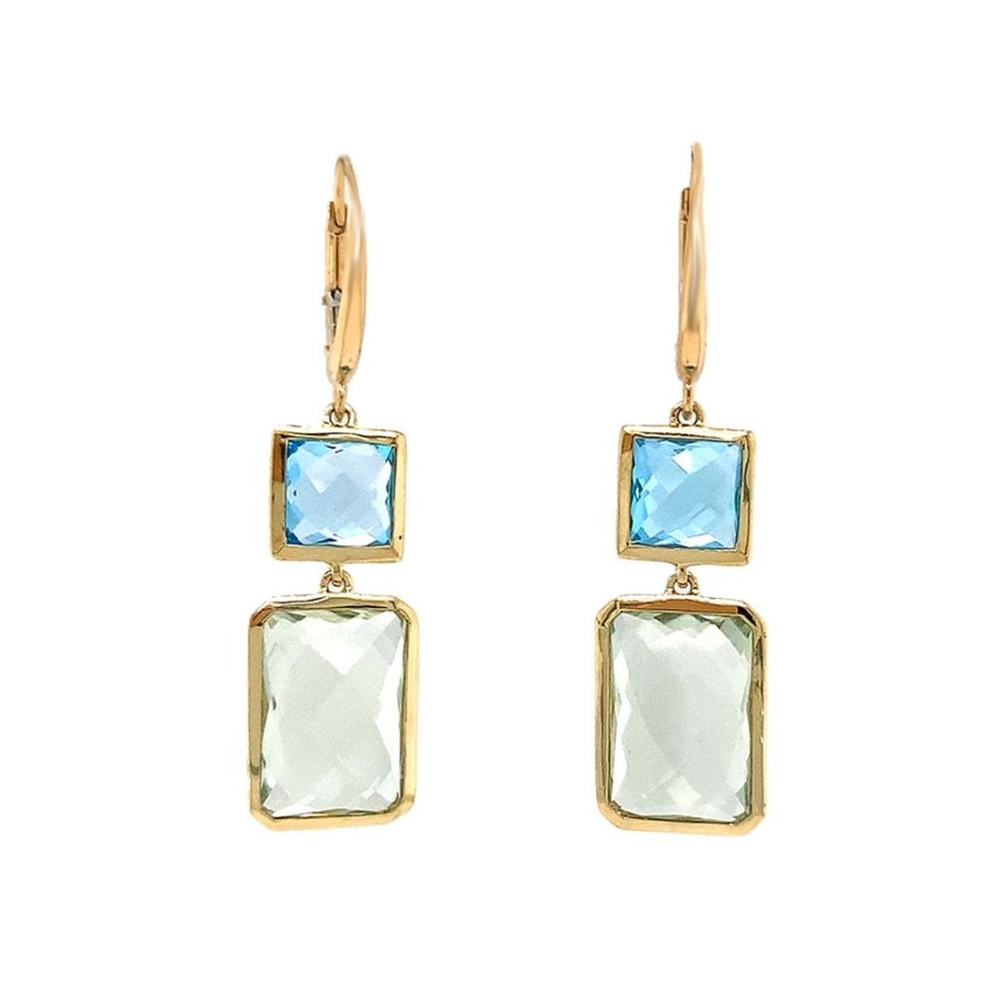 Jewelry JEWELMAK | Topaz & Prasiolite 2-Stone Drops