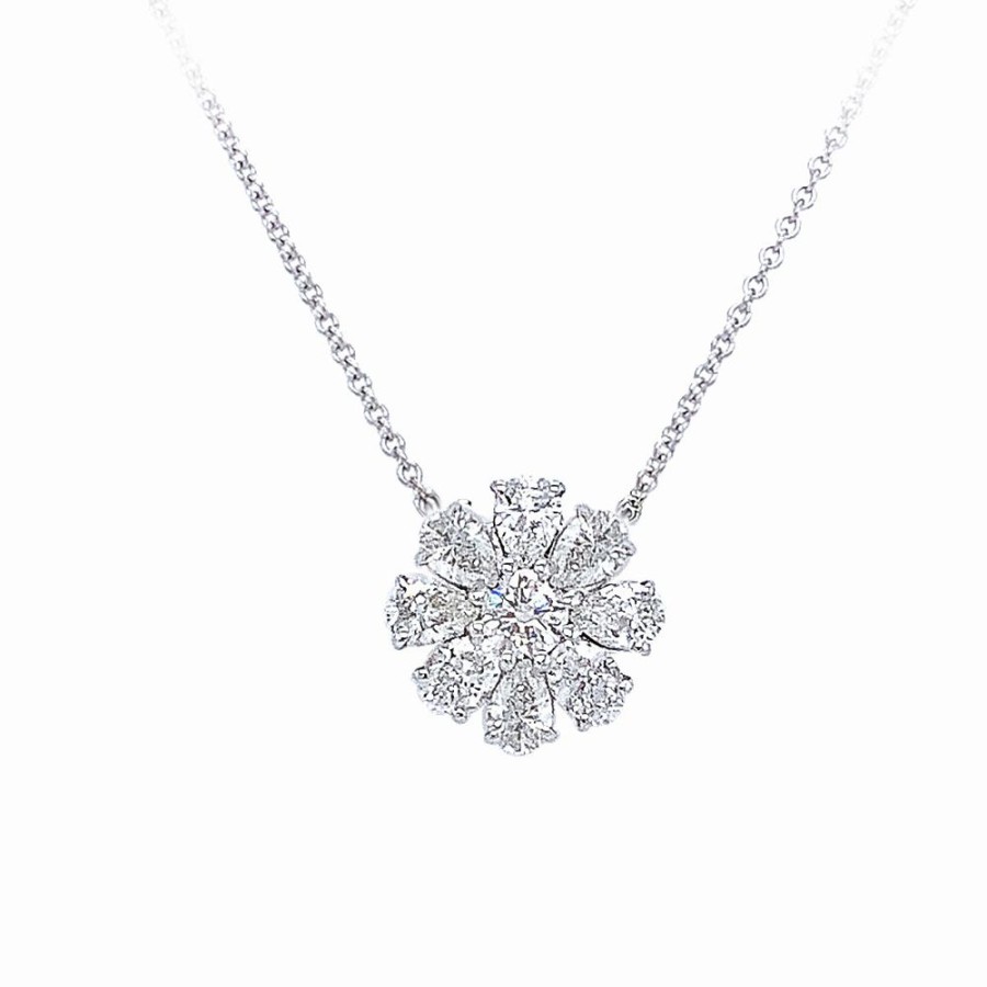 Jewelry SOMERSET MANUFACTURERS INC | 18Kw Diamond Flower Necklace