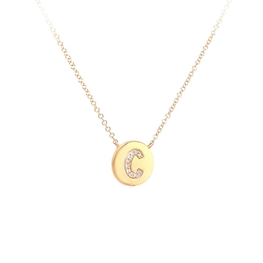 Jewelry SHY CREATION | Disc Pendant With Block Initial "C"