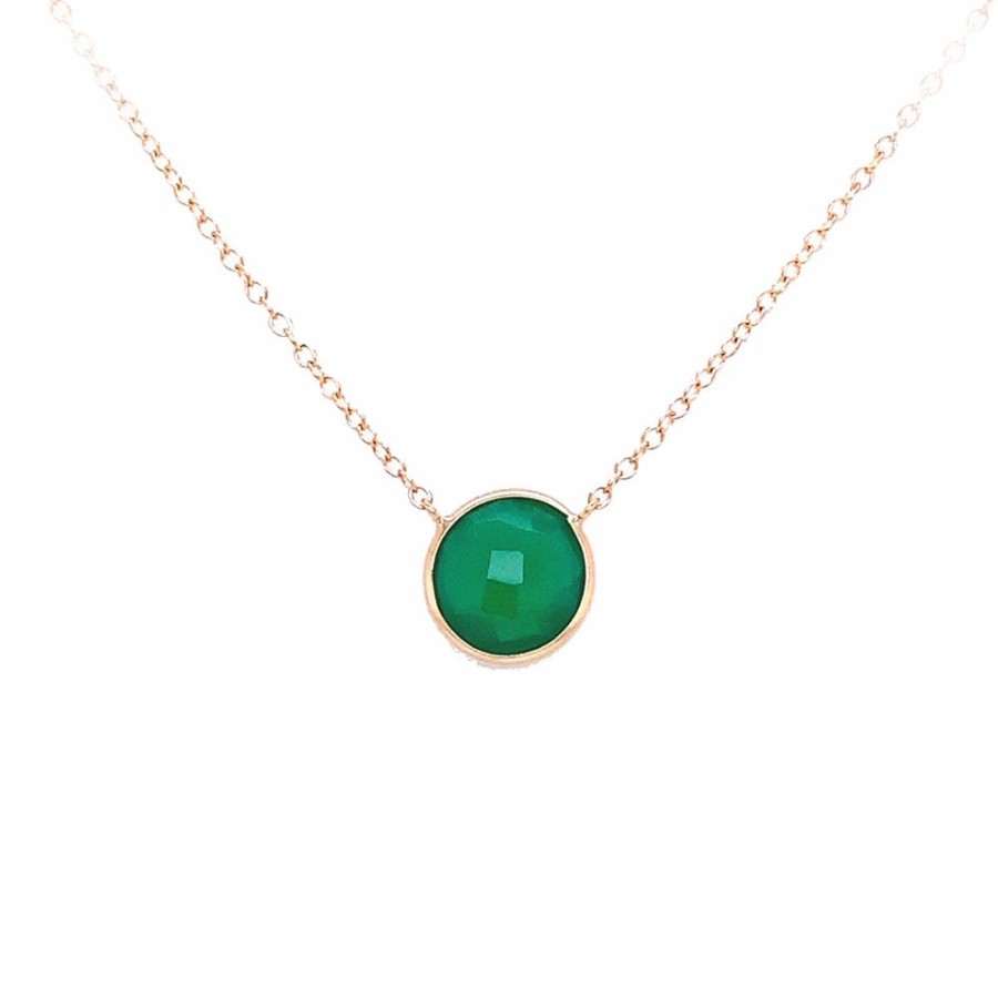 Jewelry JEWELMAK | Green Onyx Solitaire Necklace