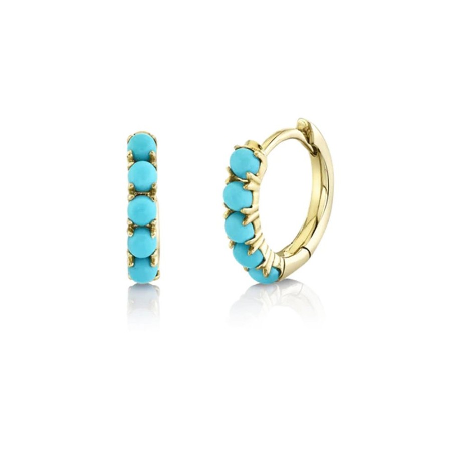 Jewelry SHY CREATION | 14Ky Turquoise Huggie Hoops