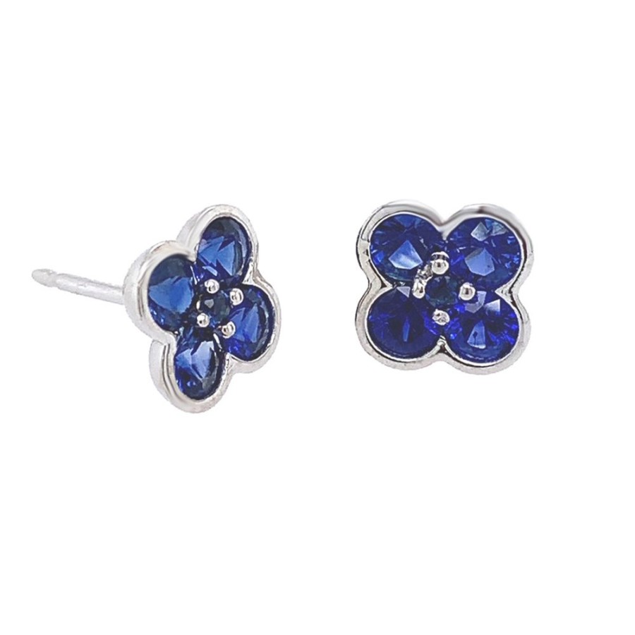 Jewelry SOMERSET MANUFACTURERS INC | 18Kw Sapphire Clover Studs