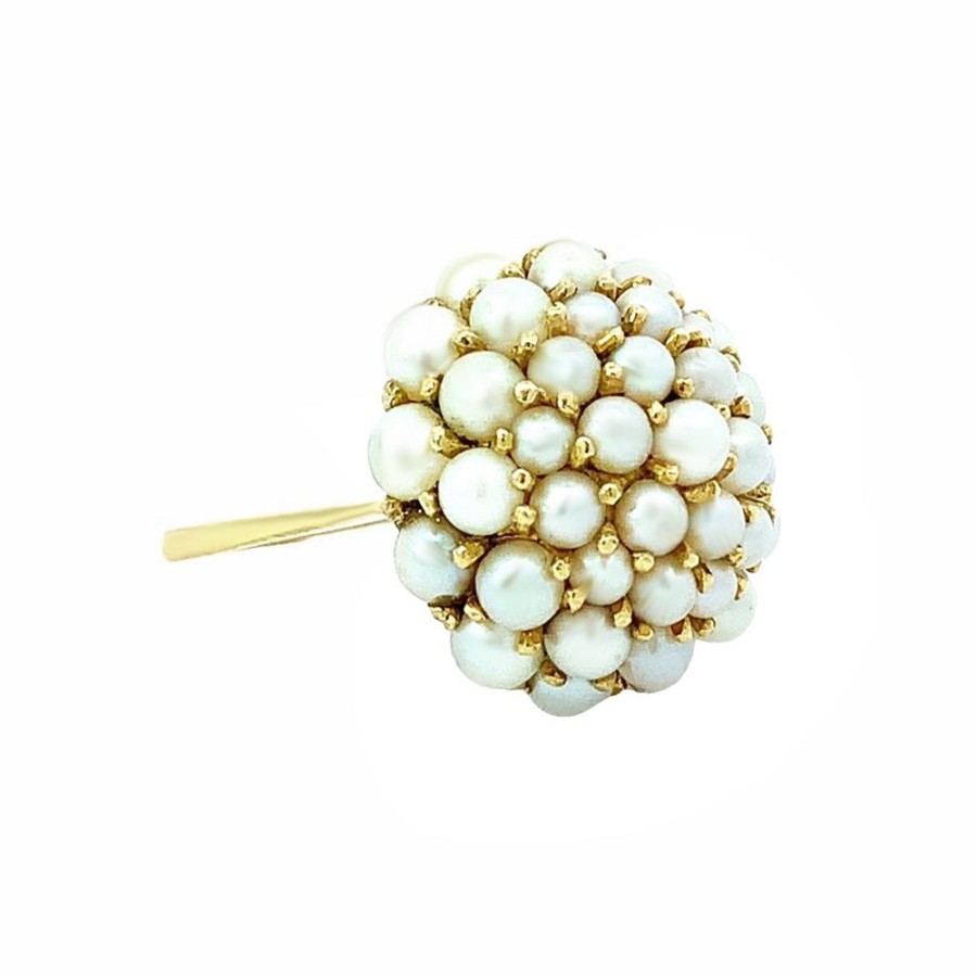 Jewelry ESTATE JEWELRY | Vintage Pave Pearl Dome Ring