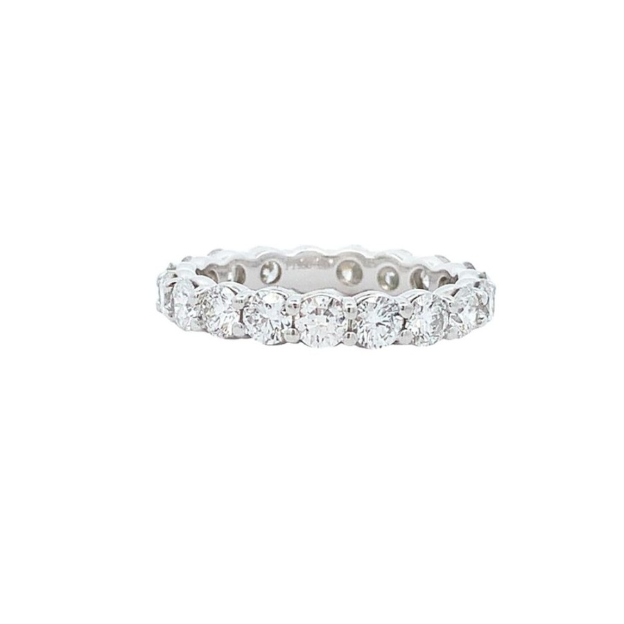 Jewelry ESTATE JEWELRY | Platinum Vintage 2.50Ct Diamond Shared-Prong Eternity Band, Size 8