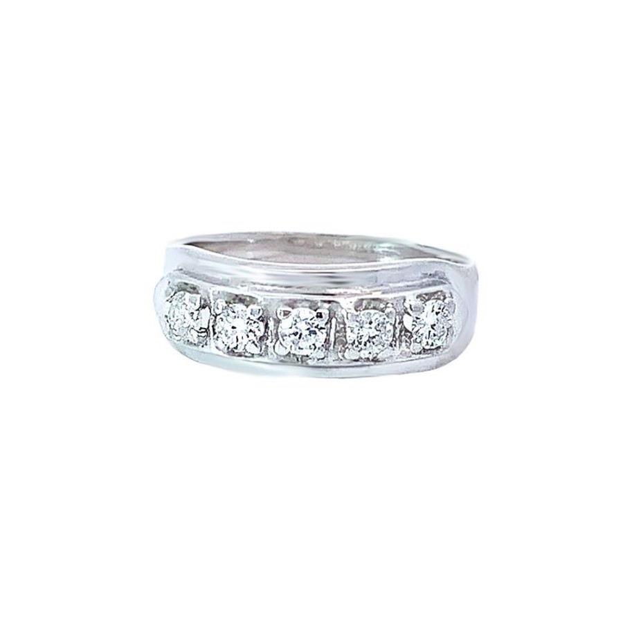 Jewelry ESTATE JEWELRY | 14Kw Vintage 5-Diamond Band