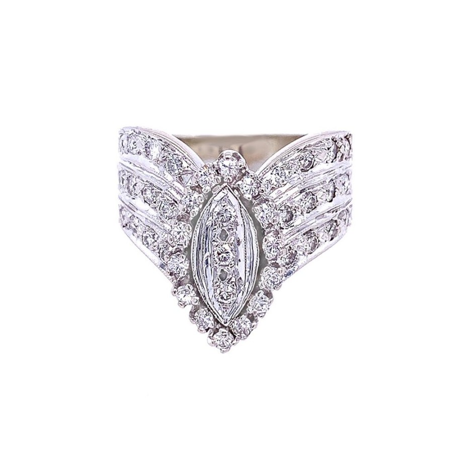 Jewelry ESTATE JEWELRY | Large Vintage Diamond 'V' Ring