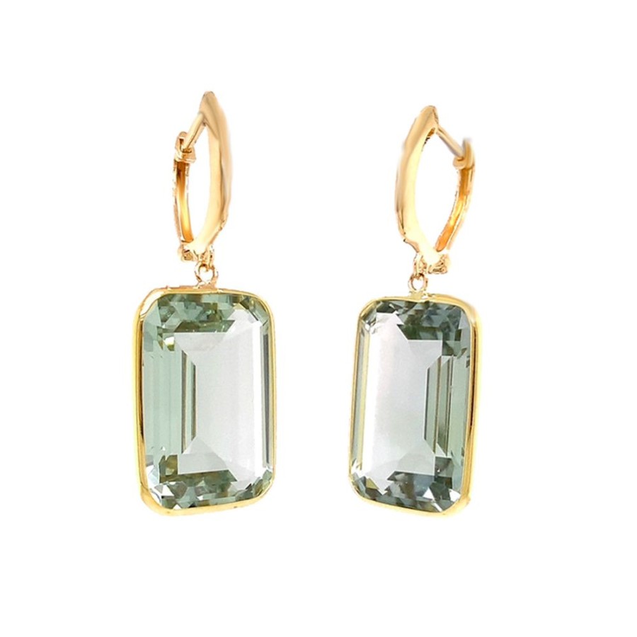 Jewelry JEWELMAK | Emerald-Cut Prasiolite Drop Earrings