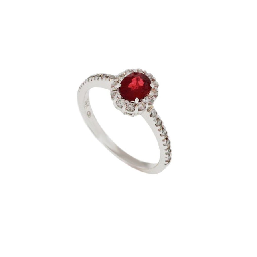 Jewelry SOMERSET MANUFACTURERS INC | Small Oval Ruby Halo Ring