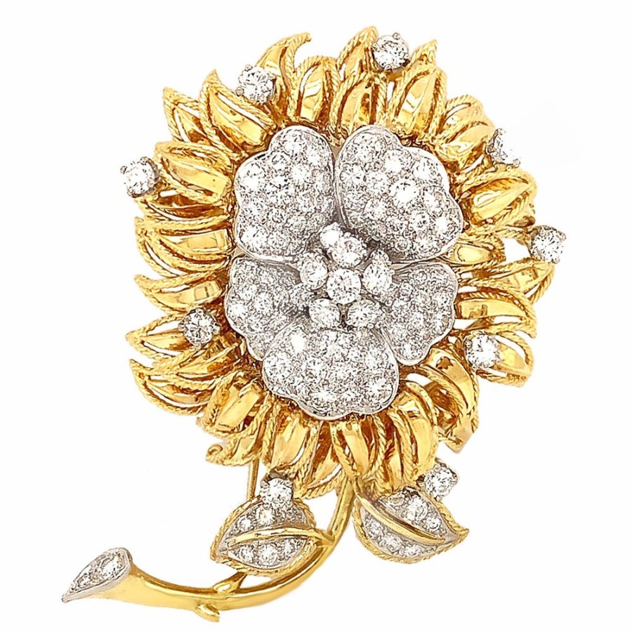 Jewelry PETER LINDEMAN | Vintage Flower Pin By Lindeman